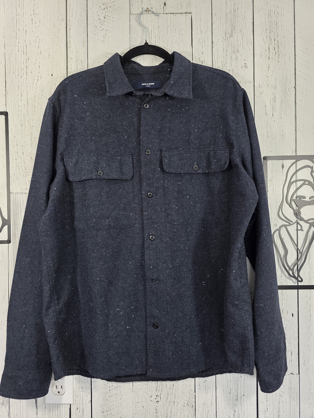 Jack & Jones Premium Wool Blend Speckled Overshirt Shacket Size XL